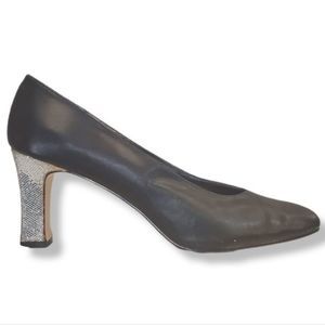 #376 Glamorous David's Bridal Vintage Pumps Classy Black Size 10 Glitter Heels